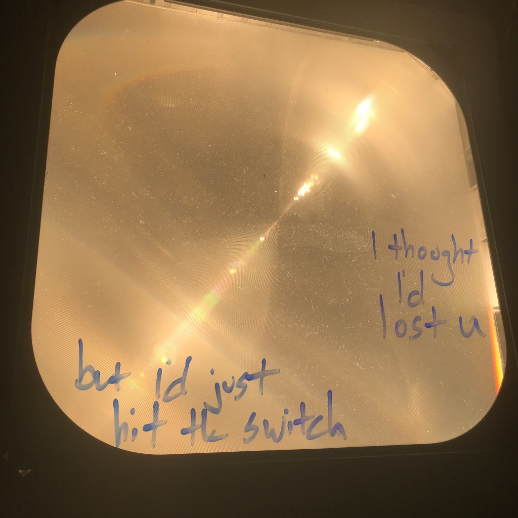 What I wrote immediately after the light of the overhead projector flicked off. 